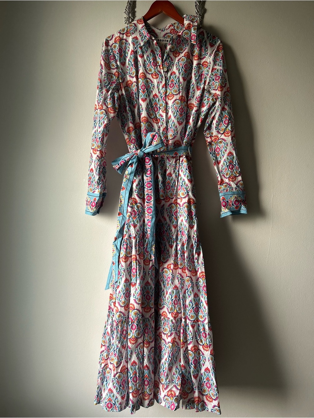 BODEN Flo Cotton Midi Shirt Dress Paisley Floral Belted NWT 10 Regular - Picture 2 of 10